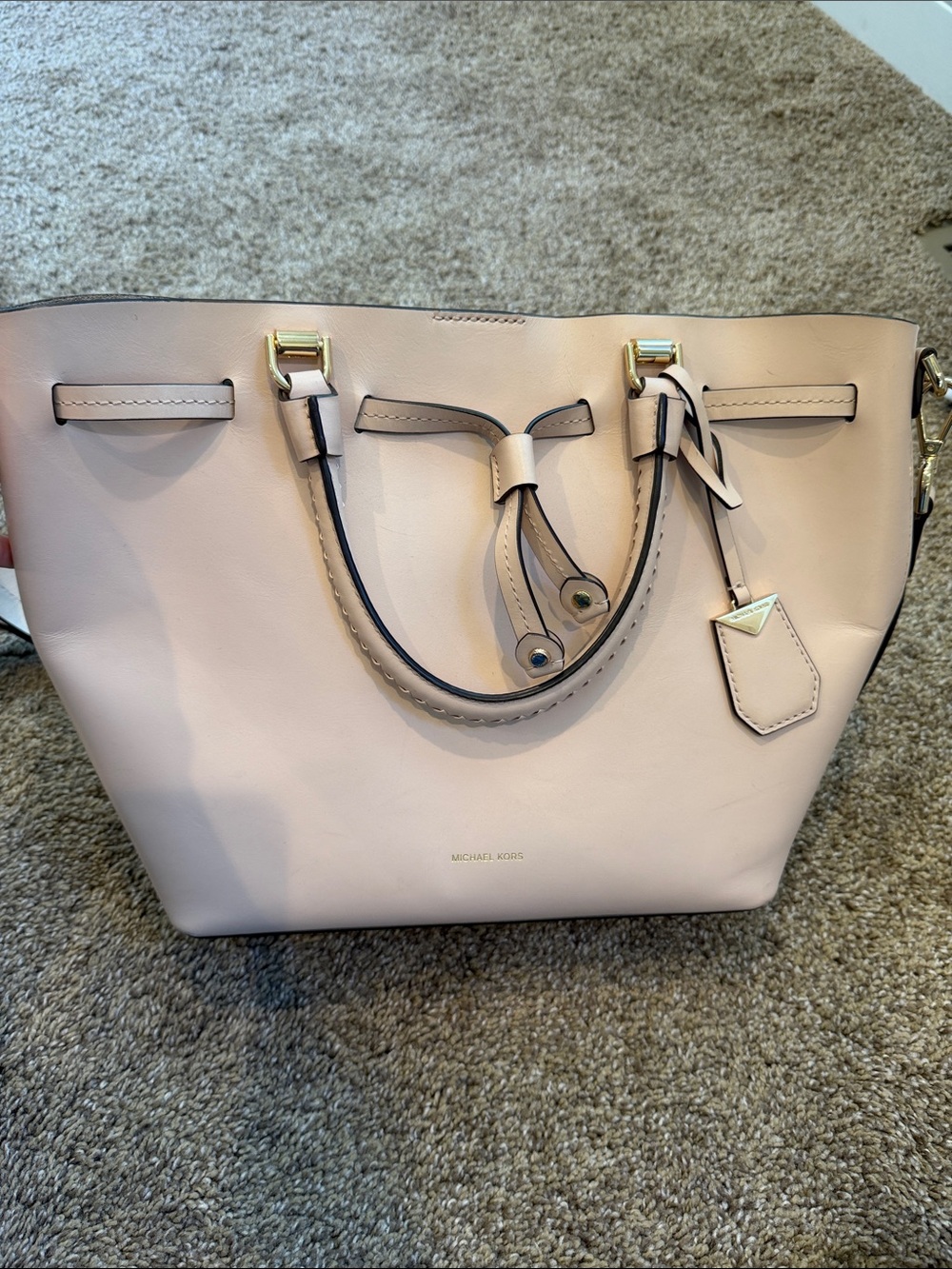 Michael Kors Pale Pink Leather Tote with Gold Hardware - Picture 1 of 5